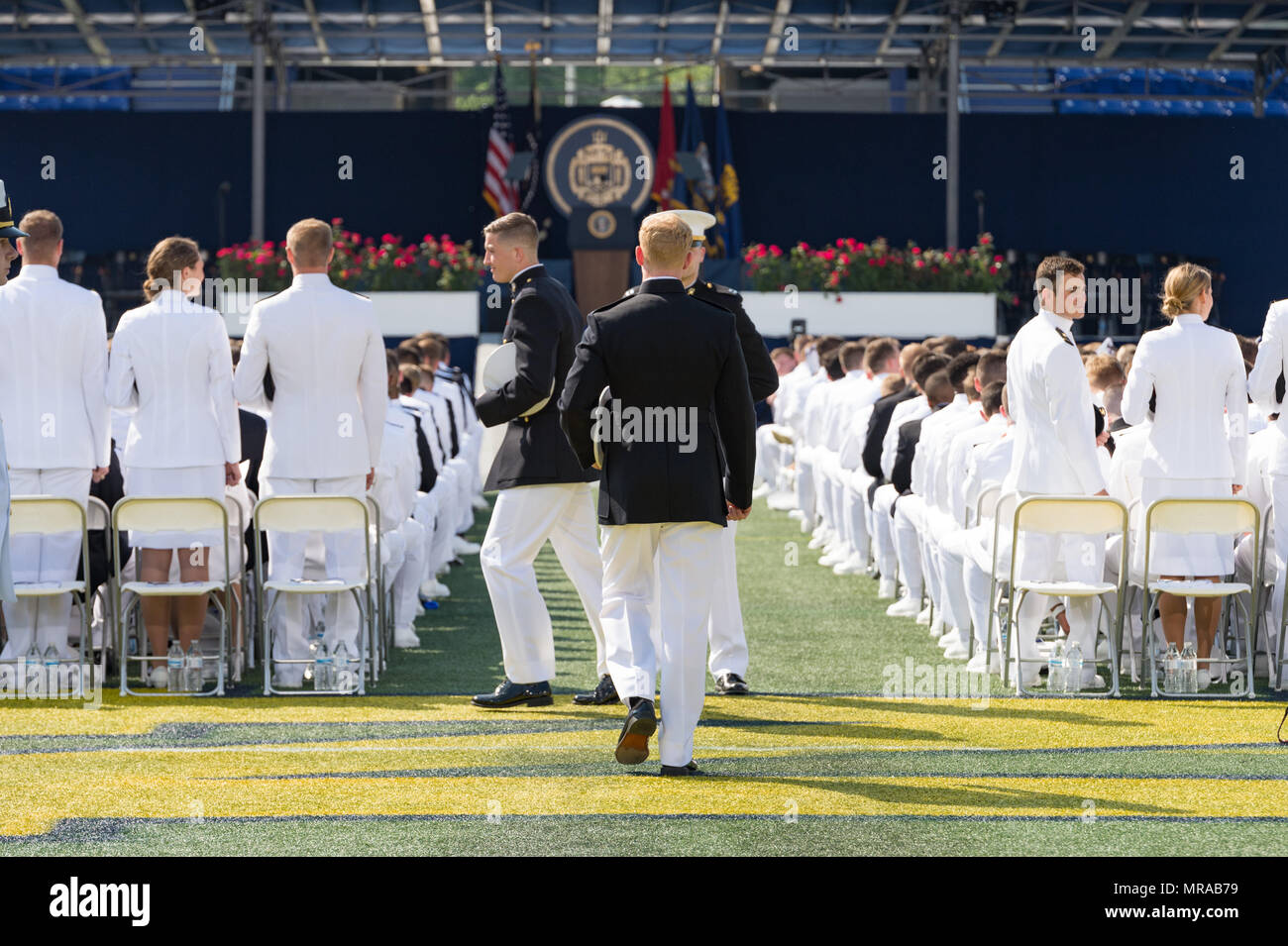 Au Maryland, aux États-Unis. 25 mai, 2018. 25 mai 2018, Annapolis, Maryland - Ouverture à l'United States Naval Academy. Le président des États-Unis, Donald J. Trump, était le conférencier pour la classe de 2018. Crédit : Michael Jordan/ZUMA/Alamy Fil Live News Banque D'Images