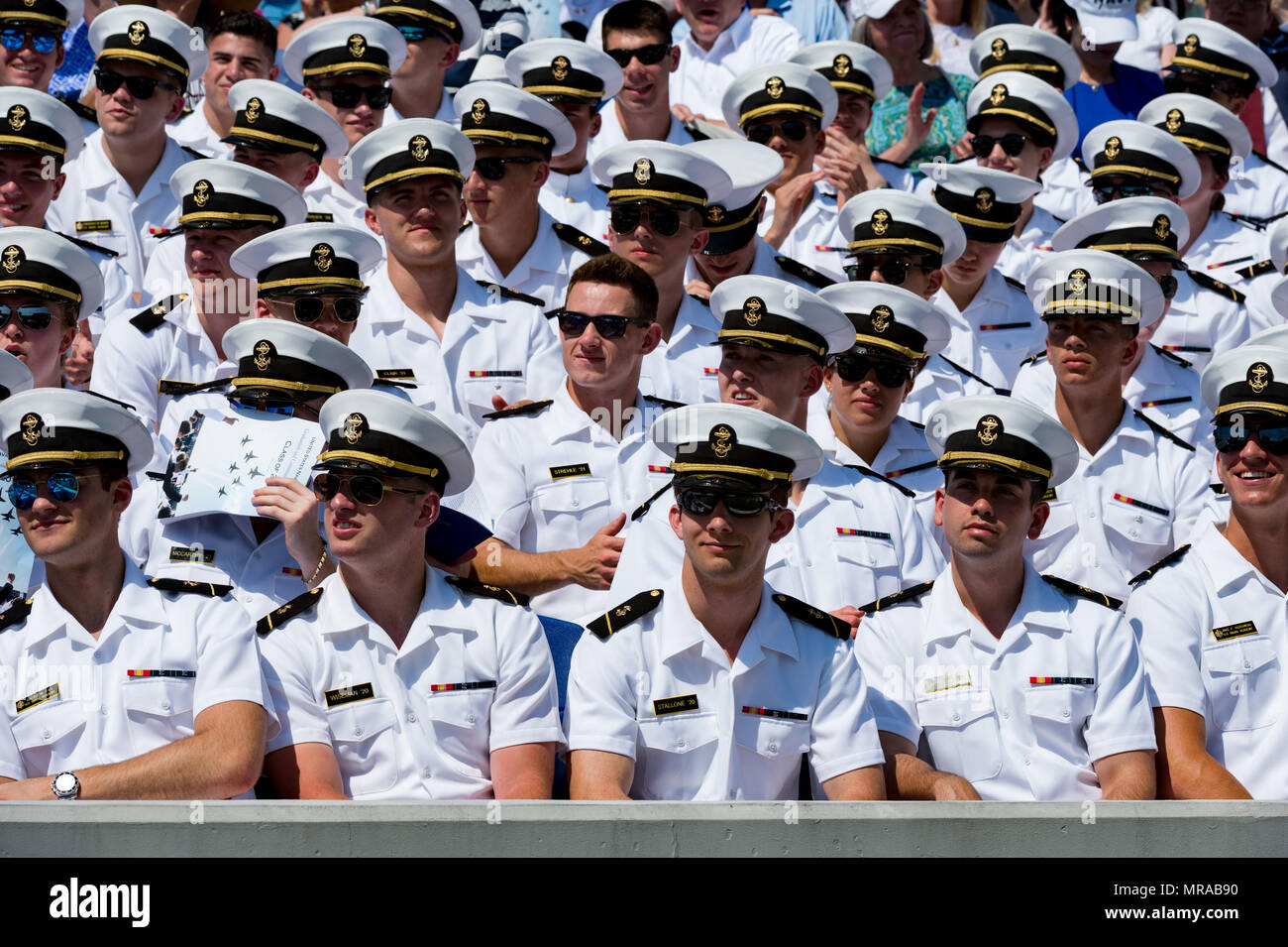 Au Maryland, aux États-Unis. 25 mai, 2018. 25 mai 2018, Annapolis, Maryland - Ouverture à l'United States Naval Academy. Le président des États-Unis, Donald J. Trump, était le conférencier pour la classe de 2018. Crédit : Michael Jordan/ZUMA/Alamy Fil Live News Banque D'Images