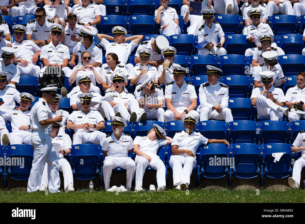 Au Maryland, aux États-Unis. 25 mai, 2018. 25 mai 2018, Annapolis, Maryland - Ouverture à l'United States Naval Academy. Le président des États-Unis, Donald J. Trump, était le conférencier pour la classe de 2018. Crédit : Michael Jordan/ZUMA/Alamy Fil Live News Banque D'Images