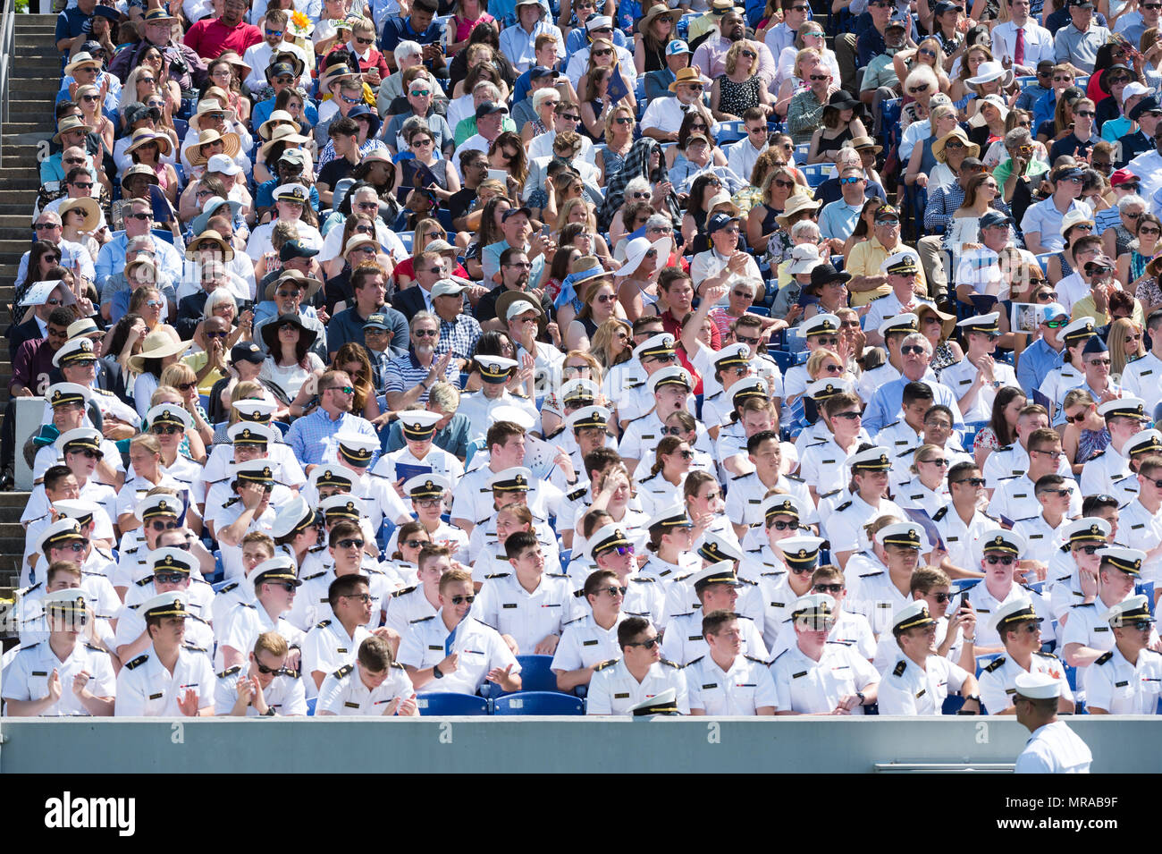 Au Maryland, aux États-Unis. 25 mai, 2018. 25 mai 2018, Annapolis, Maryland - Ouverture à l'United States Naval Academy. Le président des États-Unis, Donald J. Trump, était le conférencier pour la classe de 2018. Crédit : Michael Jordan/ZUMA/Alamy Fil Live News Banque D'Images