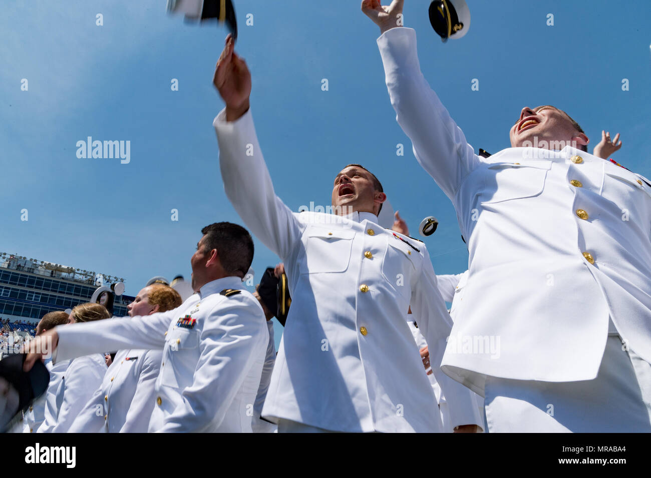 Au Maryland, aux États-Unis. 25 mai, 2018. 25 mai 2018, Annapolis, Maryland - Ouverture à l'United States Naval Academy. Le président des États-Unis, Donald J. Trump, était le conférencier pour la classe de 2018. Crédit : Michael Jordan/ZUMA/Alamy Fil Live News Banque D'Images