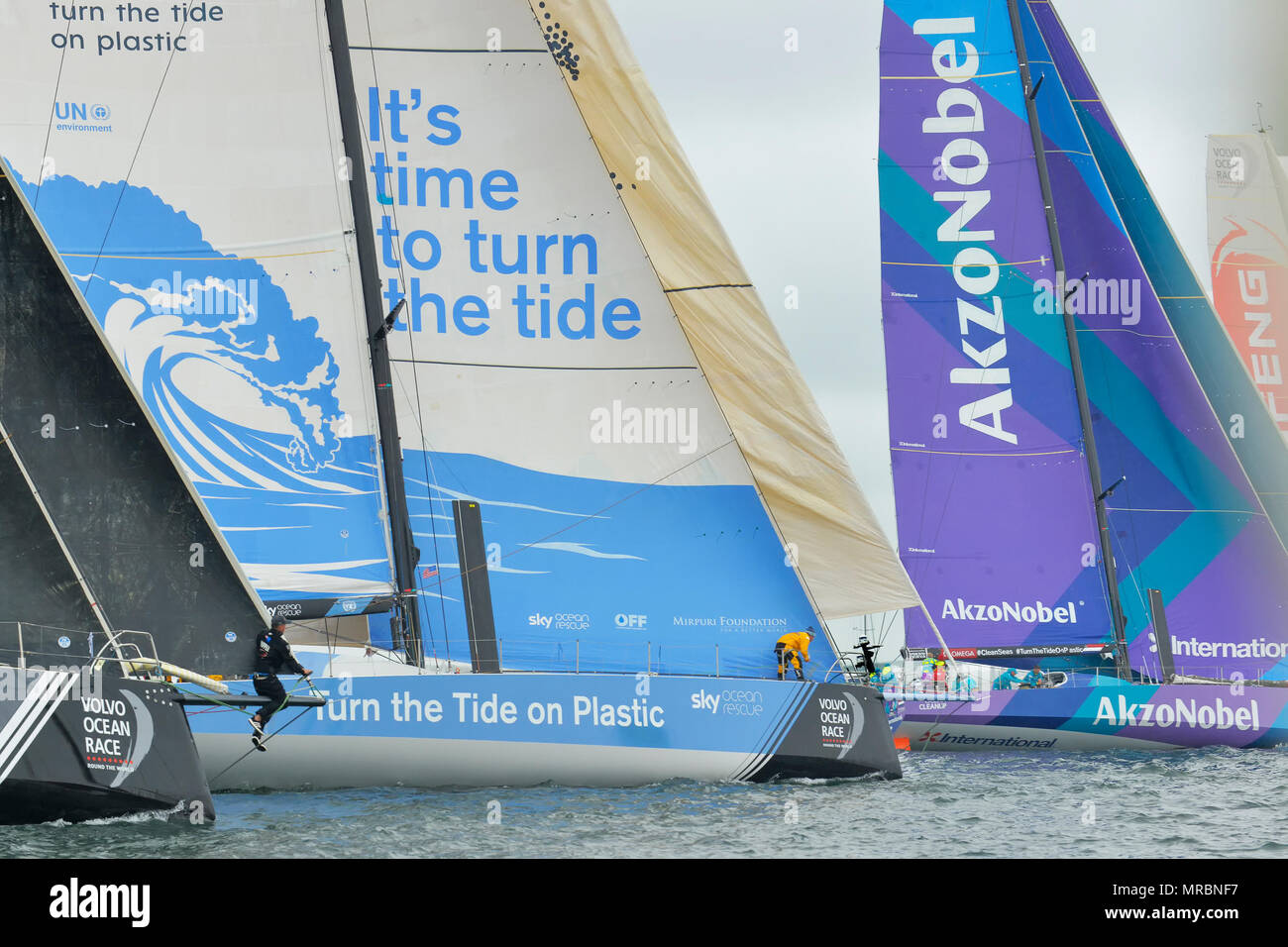 Au final le jour de la course de port de la Volvo Ocean Race, de Newport, escale avant le départ des bateaux à travers l'Atlantique sur 9 jambe, pour Cardiff, Pays de Galles. Banque D'Images