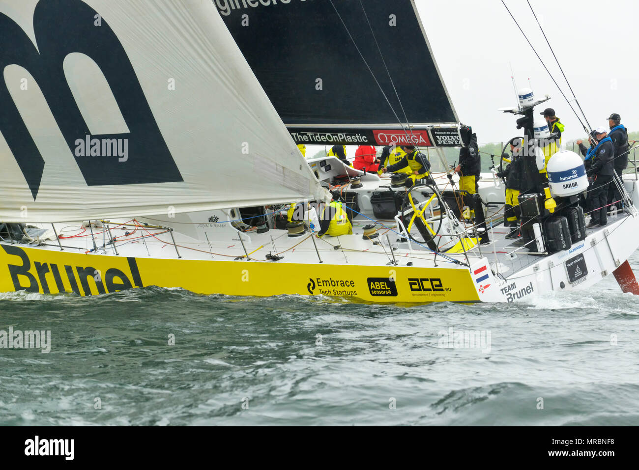 Au final le jour de la course de port de la Volvo Ocean Race, de Newport, escale avant le départ des bateaux à travers l'Atlantique sur 9 jambe, pour Cardiff, Pays de Galles. Banque D'Images