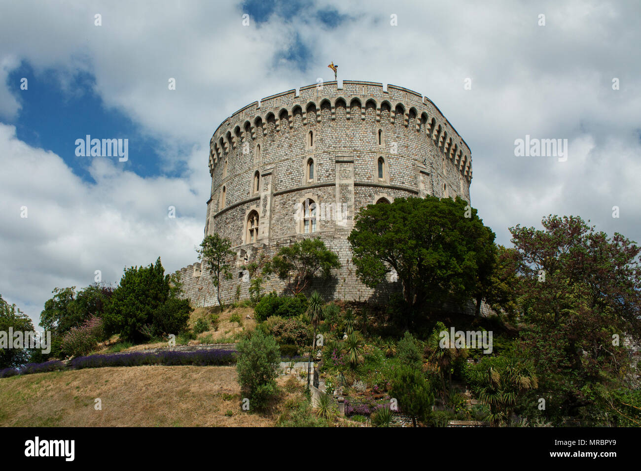 Tour ronde dans le château de Windsor, résidence de la famille royale britannique en Angleterre, Royaume-Uni. Banque D'Images