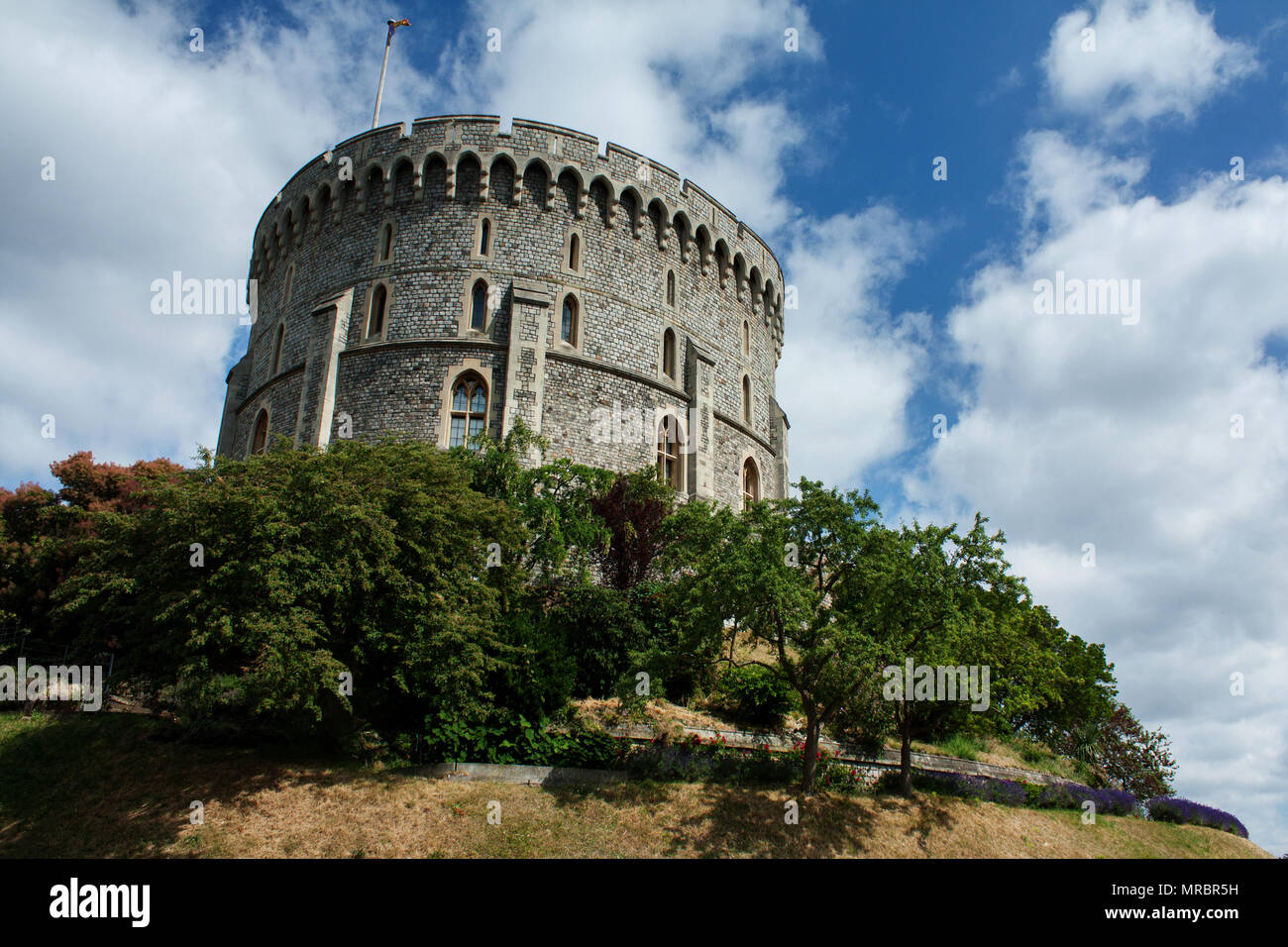 Tour ronde dans le château de Windsor, résidence de la famille royale britannique en Angleterre, Royaume-Uni. Banque D'Images