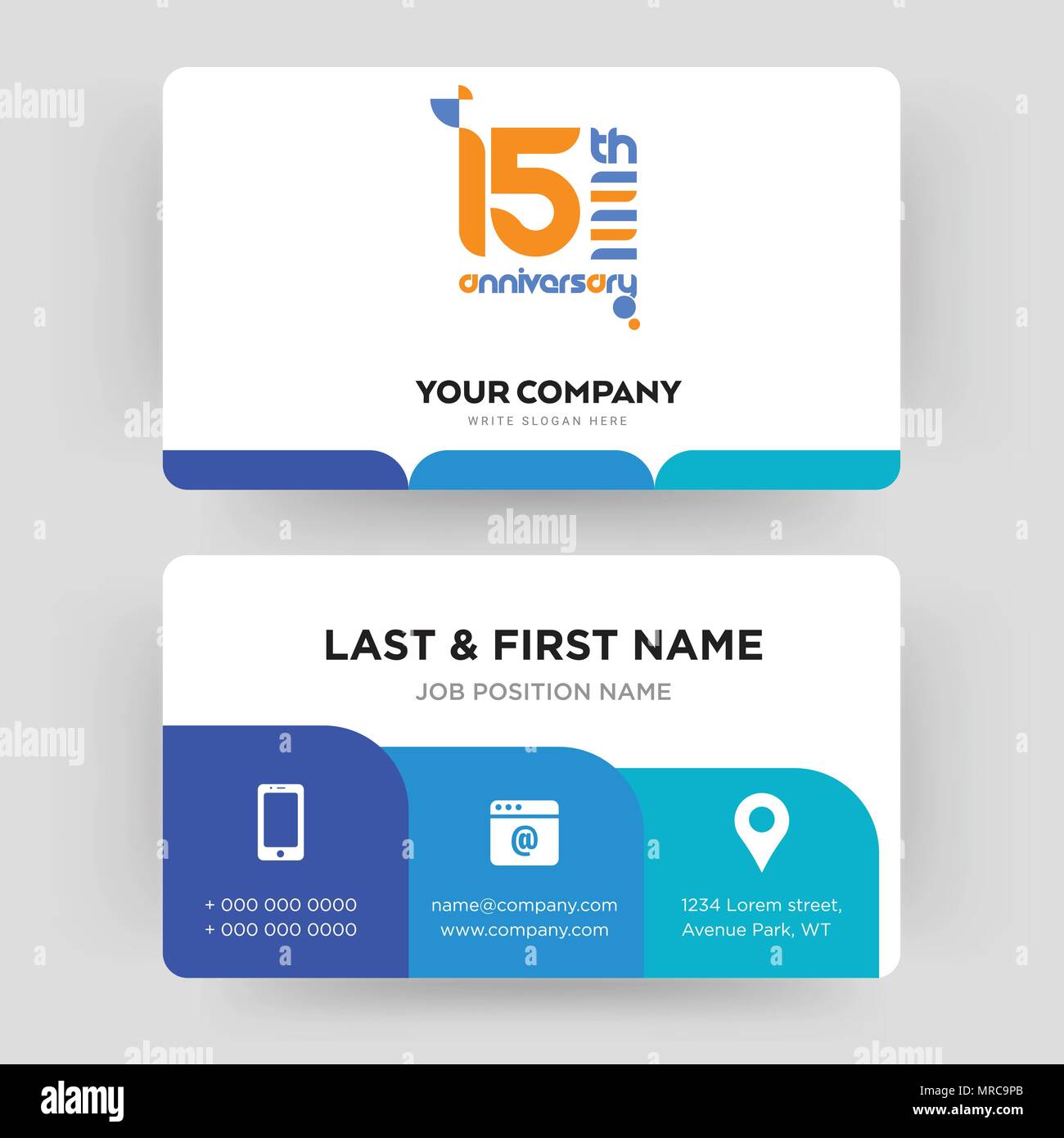 15e Anniversaire Carte De Visite Modele De Conception Pour Votre Entreprise Creative Et Moderne Carte D Identite Propre Vector Image Vectorielle Stock Alamy