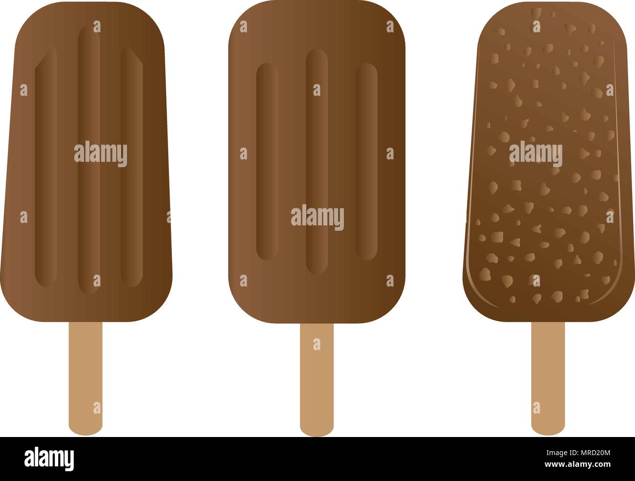Glace au chocolat crème-dessert au bâton en bois - vector illustration Illustration de Vecteur