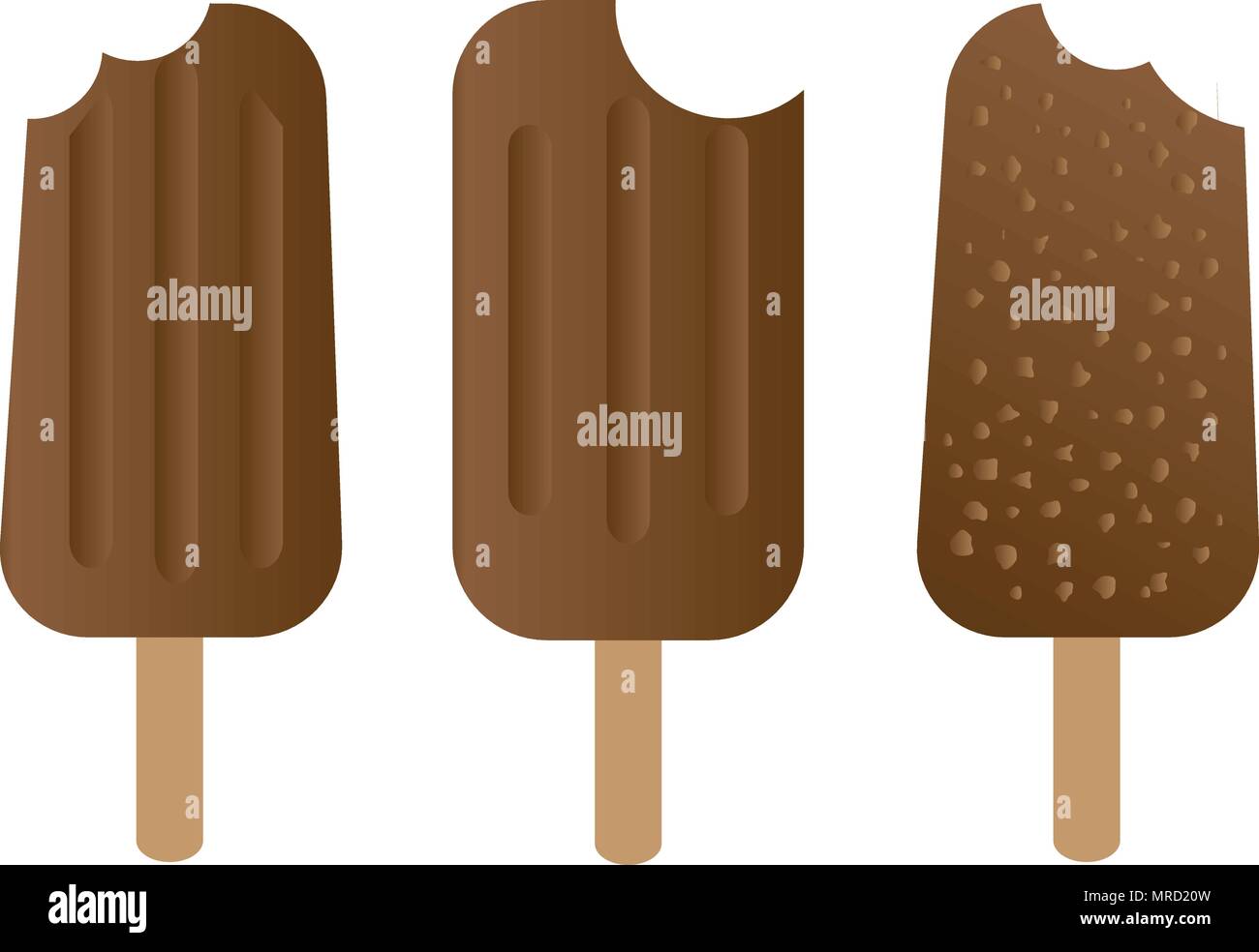 Glace au chocolat crème-dessert au bâton en bois - vector illustration Illustration de Vecteur