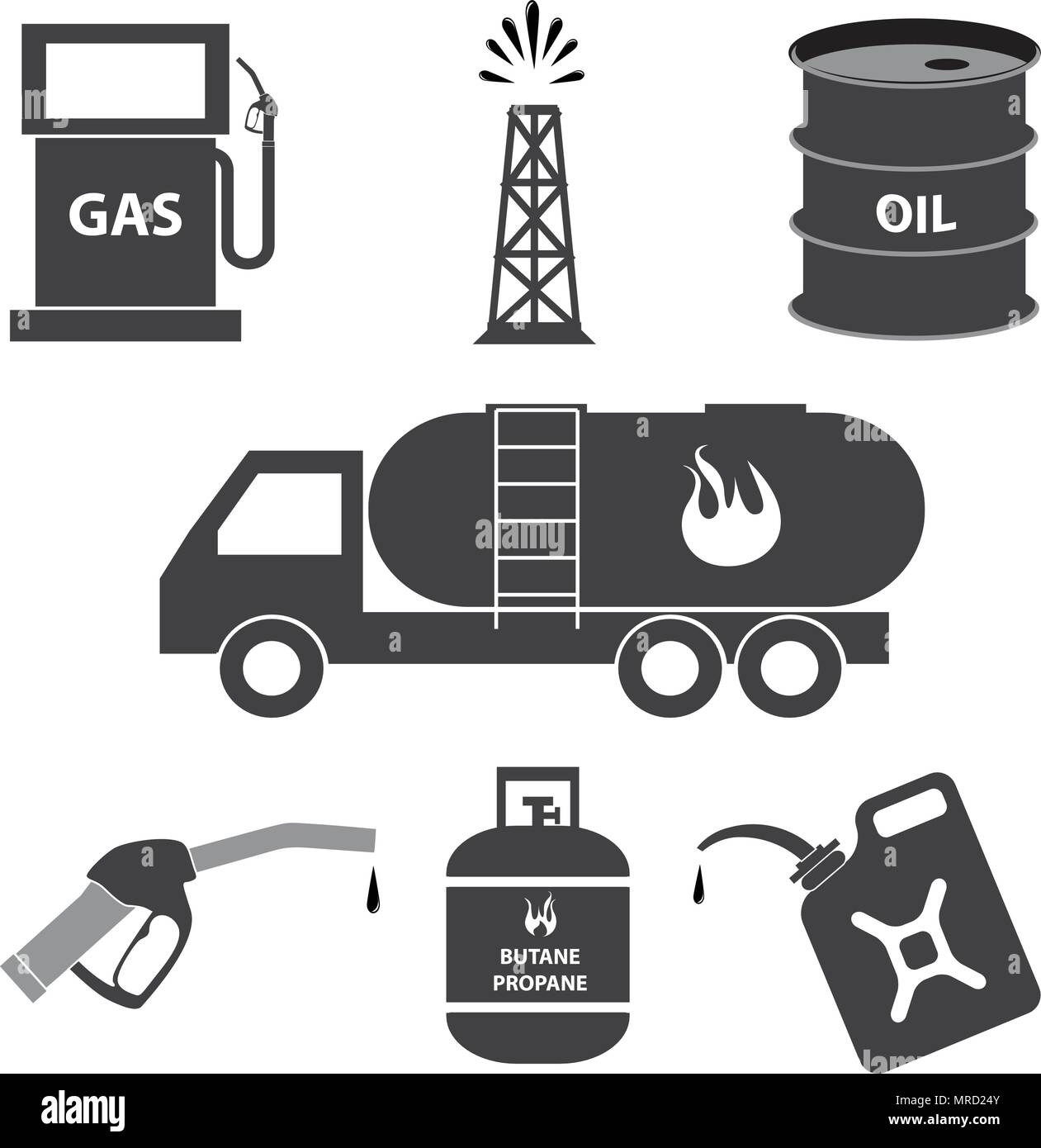 Icônes d'essence et gaz Illustration de Vecteur