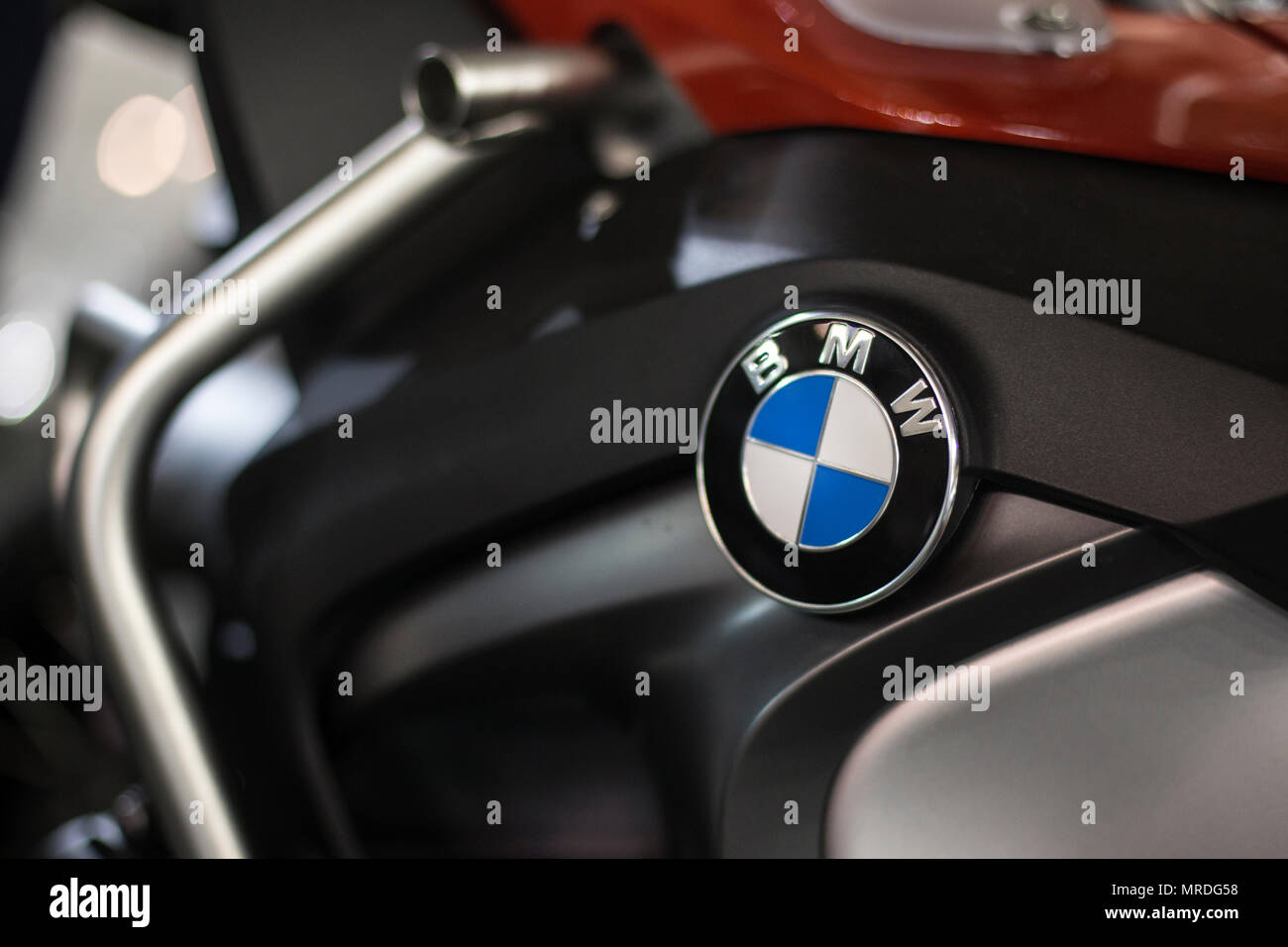 Logo BMW sur une moto Banque D'Images