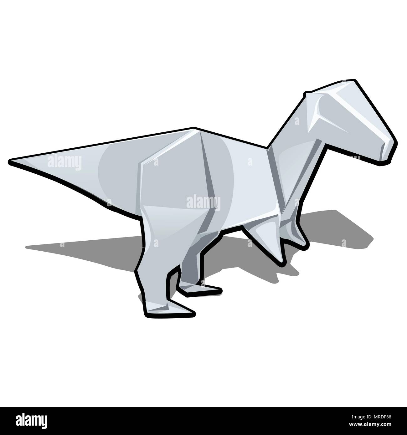 La figure d'un dinosaure en origami isolé sur fond blanc. Cartoon Vector illustration close-up. Illustration de Vecteur