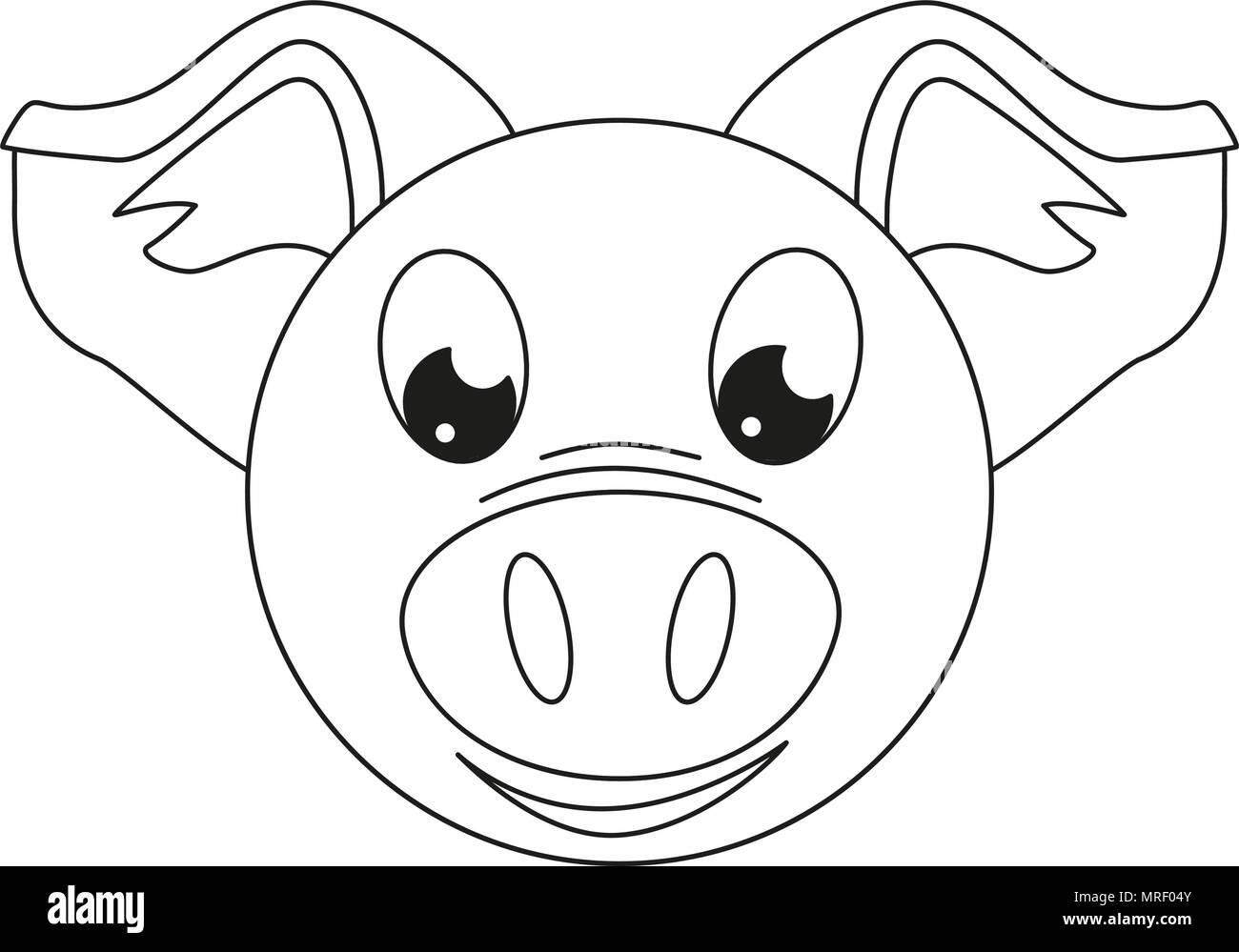 Les Dessins Au Trait Noir Et Blanc Visage De Porc Image Vectorielle Stock Alamy