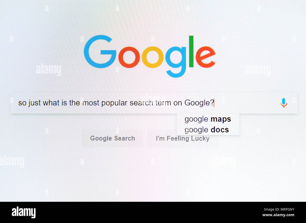 Capture d'écran d'une recherche Google à propos de Google Banque D'Images
