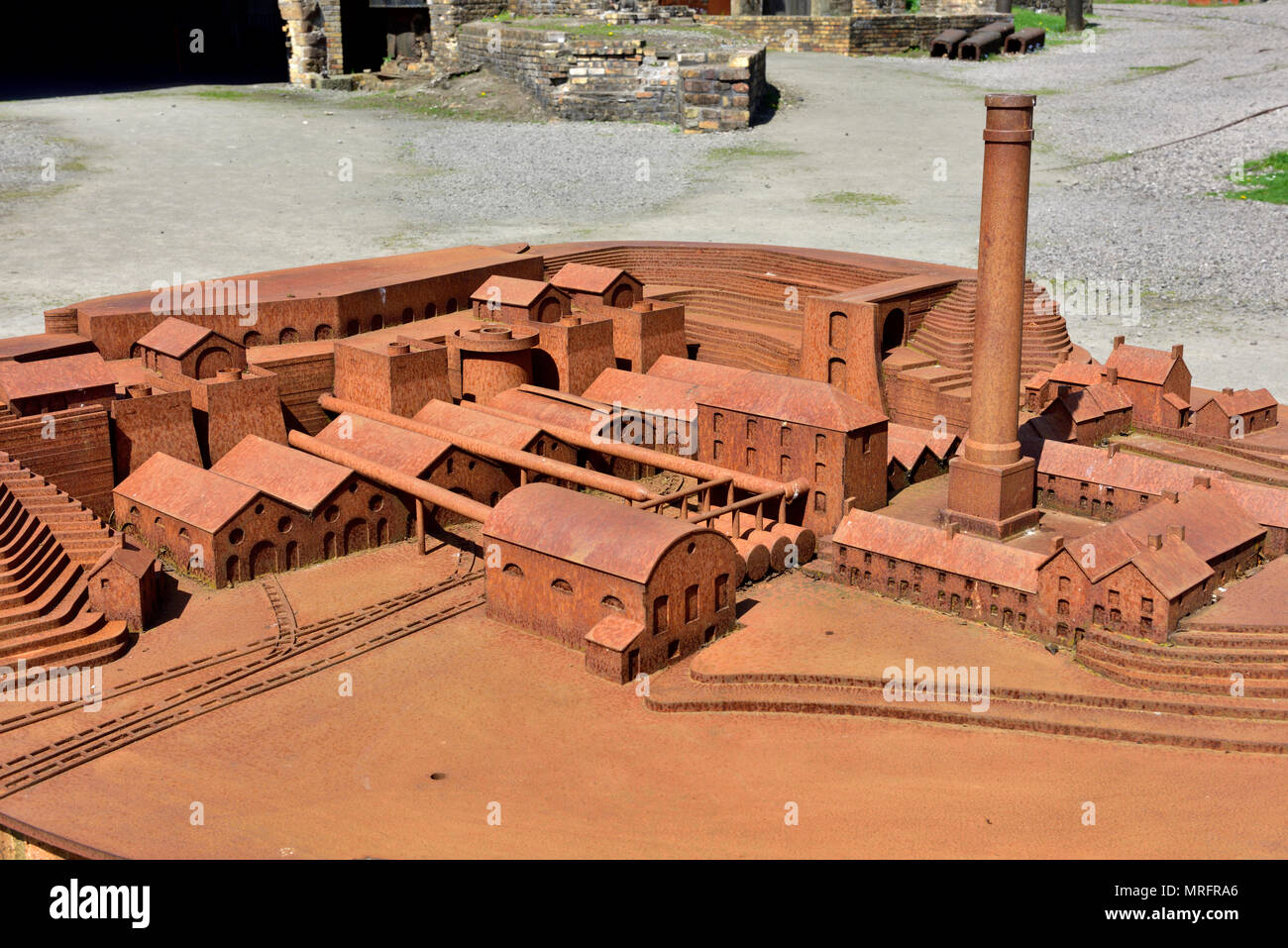 Blaenavon Ironworks Modèle d'un ancien site industriel maintenant National Museum, South Wales Valleys, UK Banque D'Images