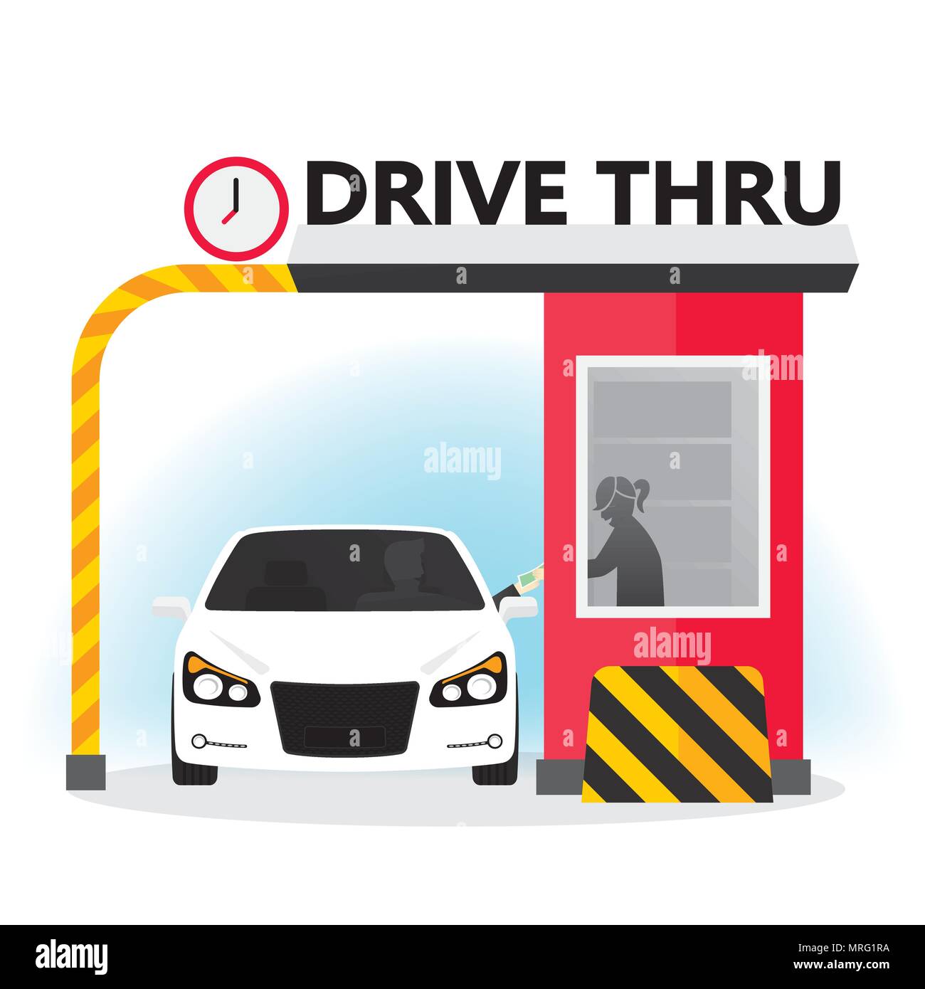 Drive Thru signe. Illustration d'un services à la clientèle, dont le drive thru lane. Illustration de Vecteur