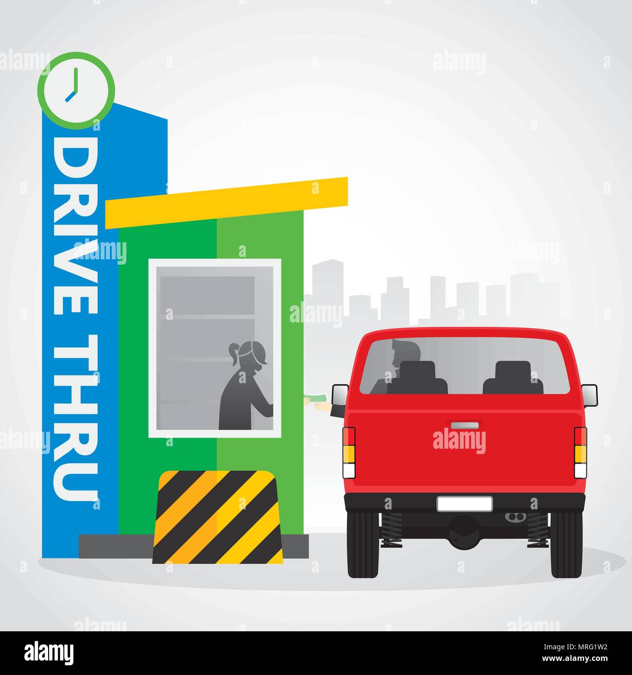 Drive Thru signe. Illustration d'un services à la clientèle, dont le drive thru lane. Illustration de Vecteur