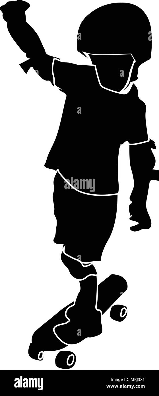 Petit garçon silhouettes scooting vector illustration Illustration de Vecteur