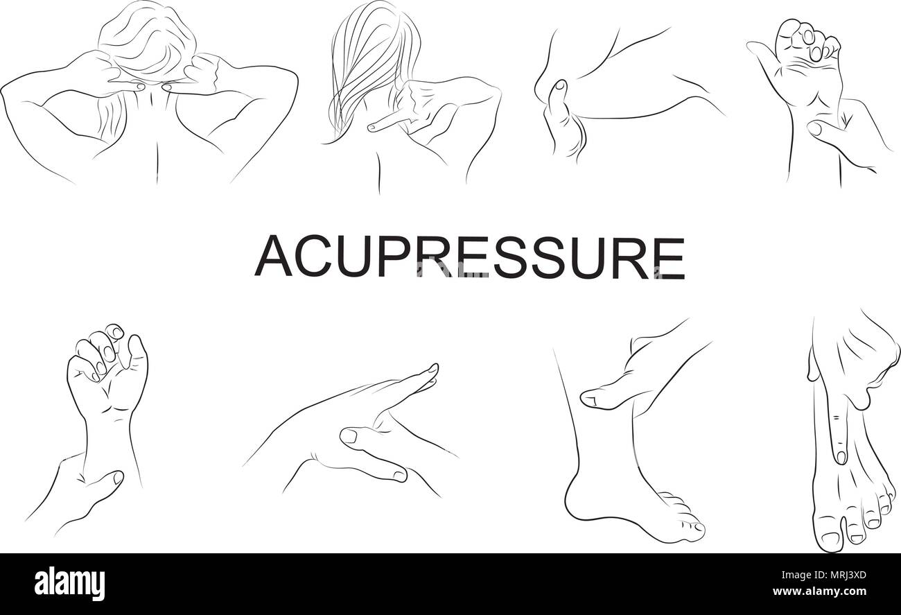 Illustration des techniques d'acupressure. La médecine orientale Illustration de Vecteur