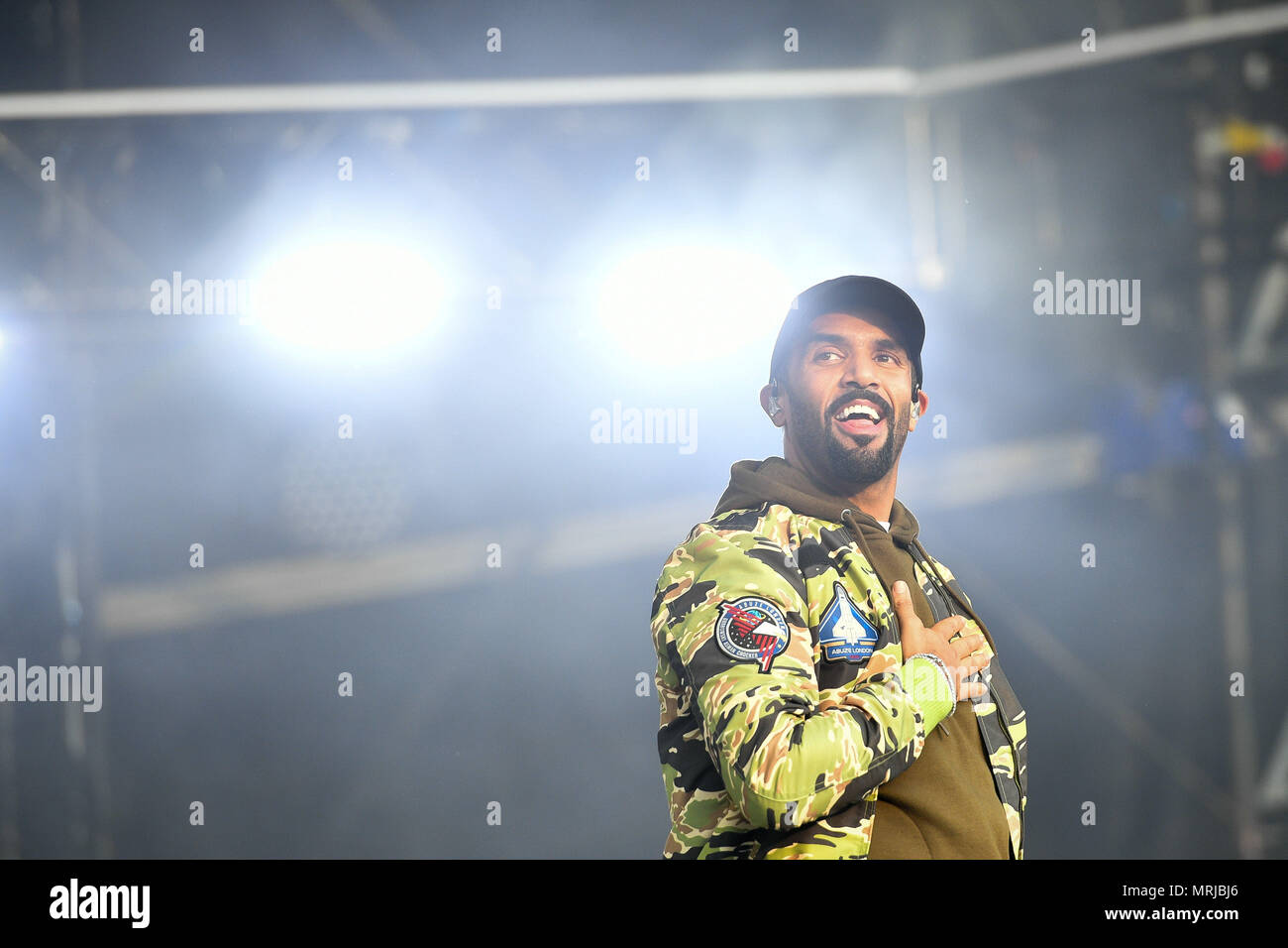 Craig David effectue au cours de la première journée de BBC Radio 1's plus grand week-end à Singleton park, Swansea. Banque D'Images