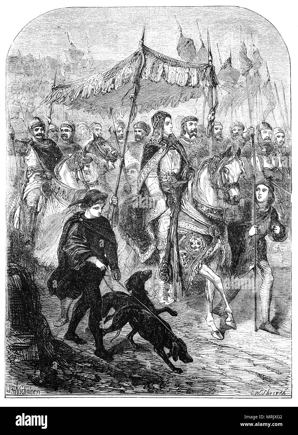 Pior de Thomas Becket devenir archevêque de Canterbury en 1162, il est devenu le roi Henri II, le lord chancelier en janvier 1155. En tant que chancelière, Becket du roi les sources traditionnelles de revenus qui ont été imposé à tous les propriétaires fonciers, y compris les églises et les épiscopats, lors d'une visite en France, il a été loué par l'aristocratie. Banque D'Images
