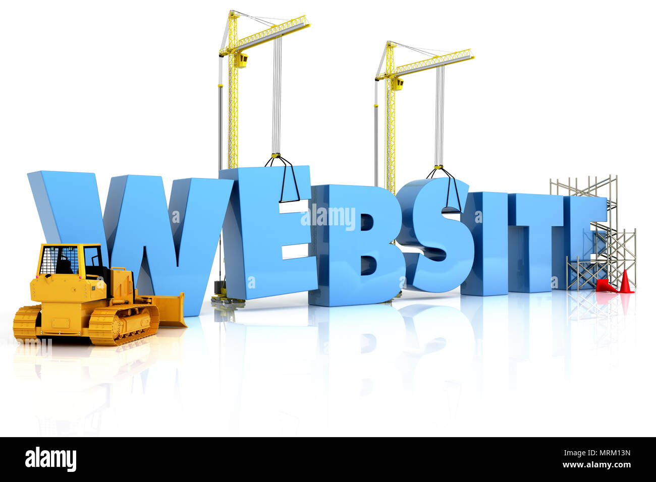 Création de sites web , en construction ou réparation isolé sur fond blanc Banque D'Images