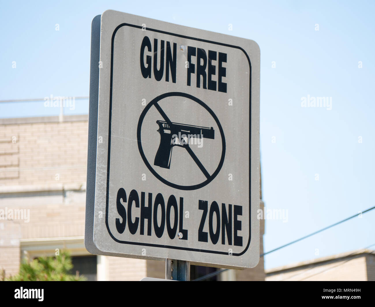 L'école libre des armes à feu signe zone à Atlantic City, NJ, USA Banque D'Images