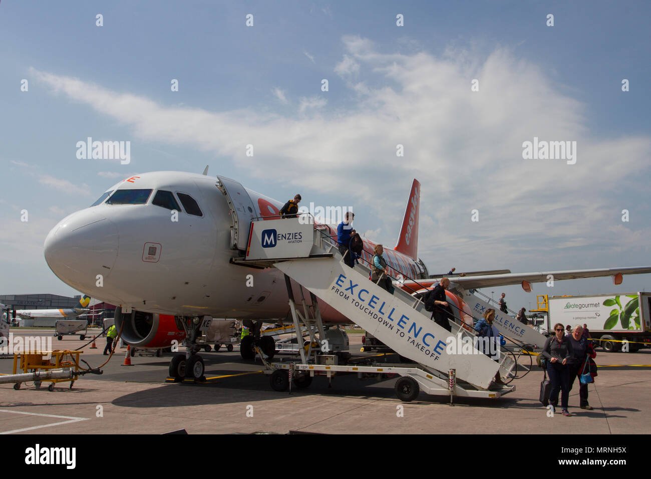 Reykjavik, Islande. 27/05/2018. EasyJet vols face risque de retards de vols des compagnies aériennes le mercredi et jeudi devrait être annulée en tant que contrôleurs aériens français commencent leur Quatorzième épisode d'action cette année. /AlamyLiveNews MediaWorldImages Crédit : Banque D'Images