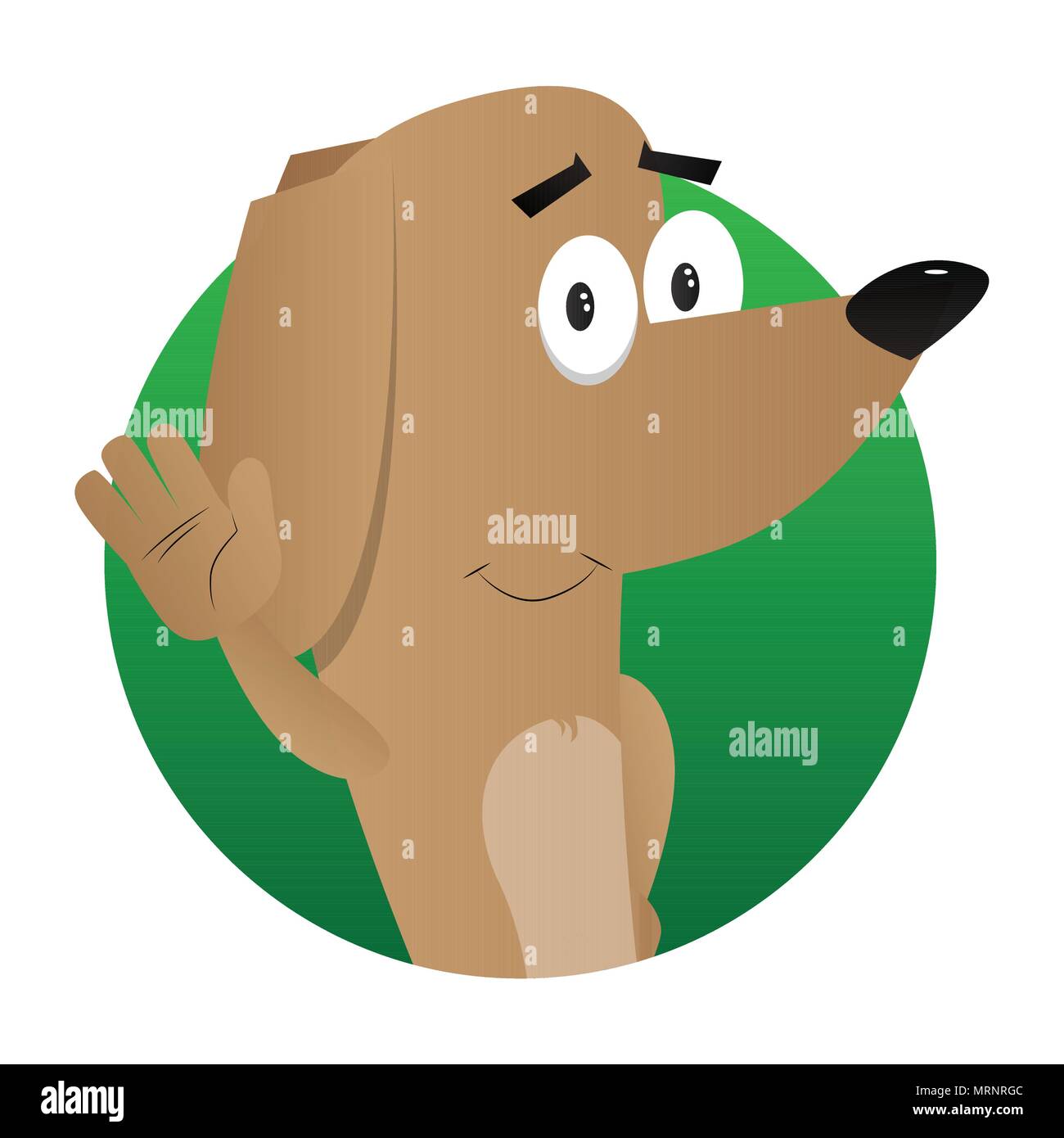 Illustré de dessins animés avec chien en agitant la main. Illustration de Vecteur