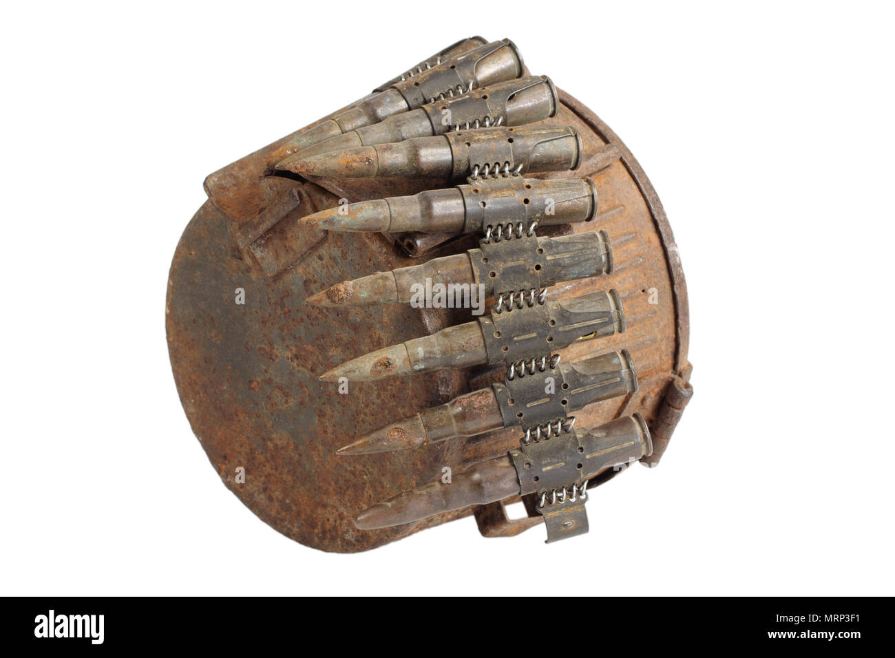 Old rusty machine gun munitions isolées de cas Banque D'Images