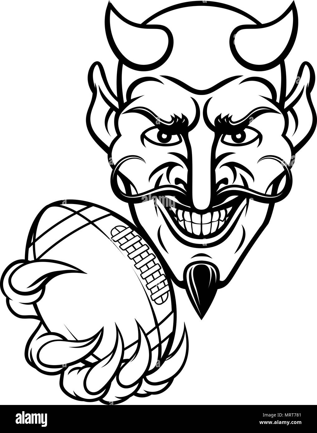 Sports Football Américain Devil Mascot Illustration de Vecteur