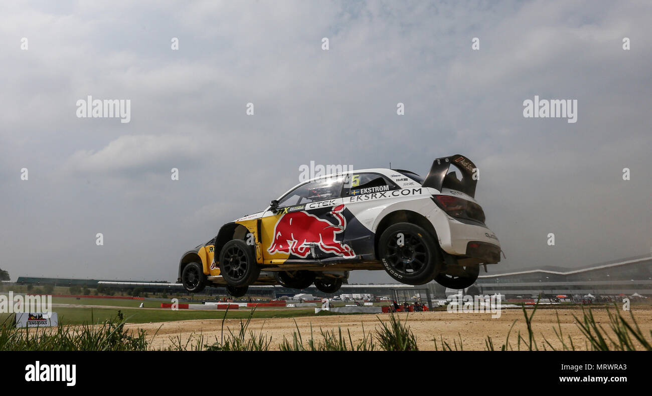 Mattias Ekstrom au cours de la troisième journée du Championnat du Monde 2018 Championnat de Rallycross à Silverstone, Towcester. Banque D'Images