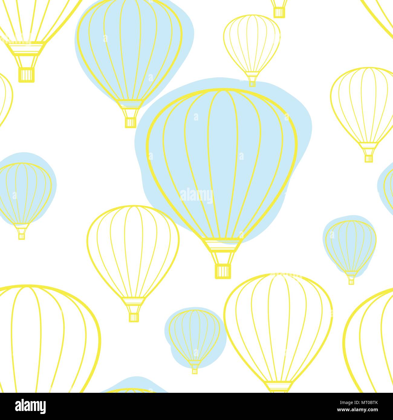 Contour jaune ballon avec plan bleu sur fond blanc au hasard. Conception sans couture motif de fond pour la saison d'été ou vacances dans le vector illustra Illustration de Vecteur