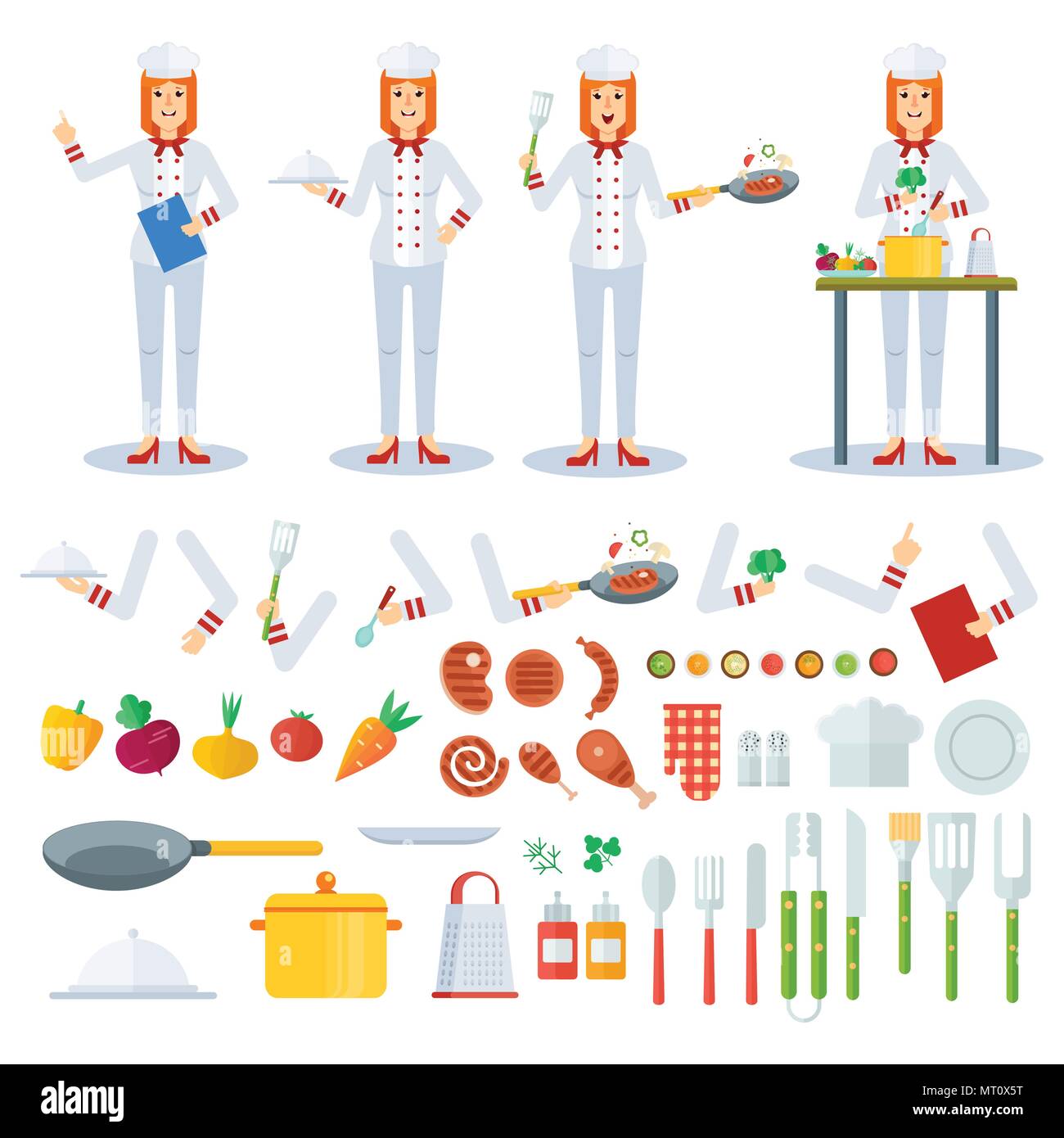 Femme Chef de caractère. Vector cartoon illustration télévision. Objets isolé sur un fond blanc. Illustration de Vecteur