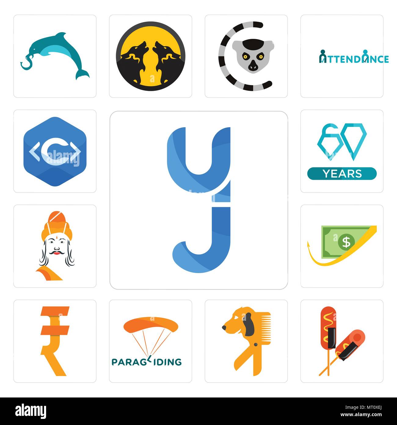 Ensemble de 13 icônes modifiable simple comme 958, le maïs chien, chien toiletteur, parachute, roupie, cashback, Ashoka, jubilé de diamant, langage c peut être utilisé pour le m Illustration de Vecteur