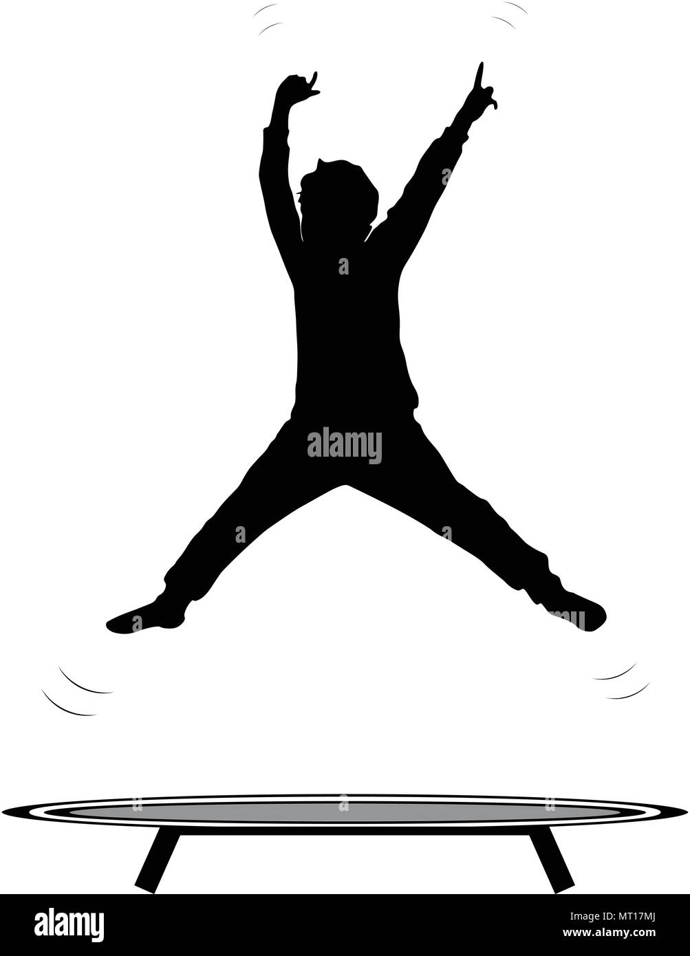 Trampoline saut garçon silhouette vector isolated on white Image  Vectorielle Stock - Alamy