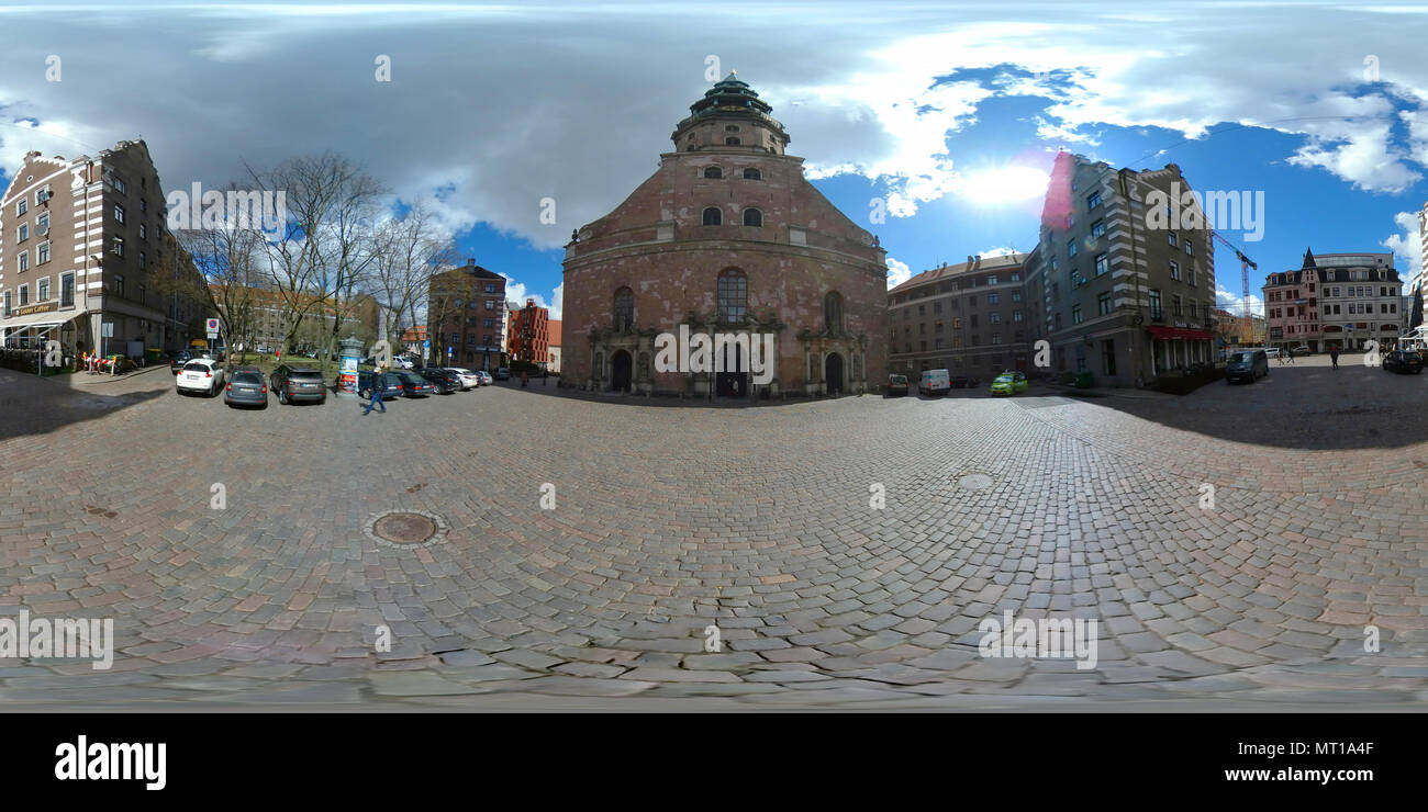360 panorama vr de célèbre monument à Riga, Lettonie Banque D'Images
