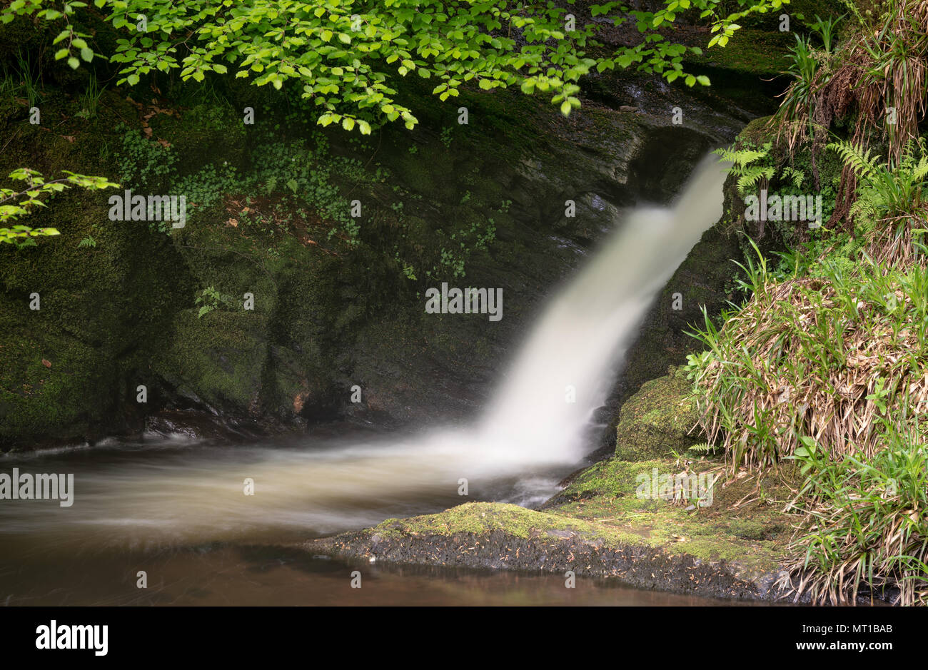 Petite cascade en cascade de Pistyll Rhaeadr au Pays de Galles Banque D'Images