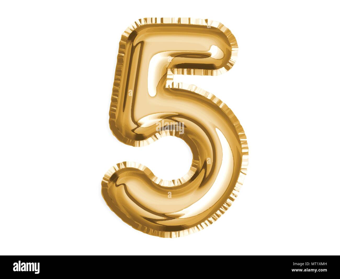 Le nombre d'or air balloon cinq pour célébrer la fête de douche de bébé décoration Illustration de Vecteur