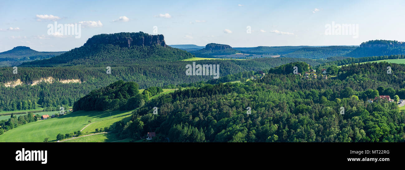 La Suisse saxonne en Allemagne, comme vu de Bastei Vantage Point. La Bastei est une attraction touristique majeure dans la montagnes de grès de l'Elbe. Banque D'Images
