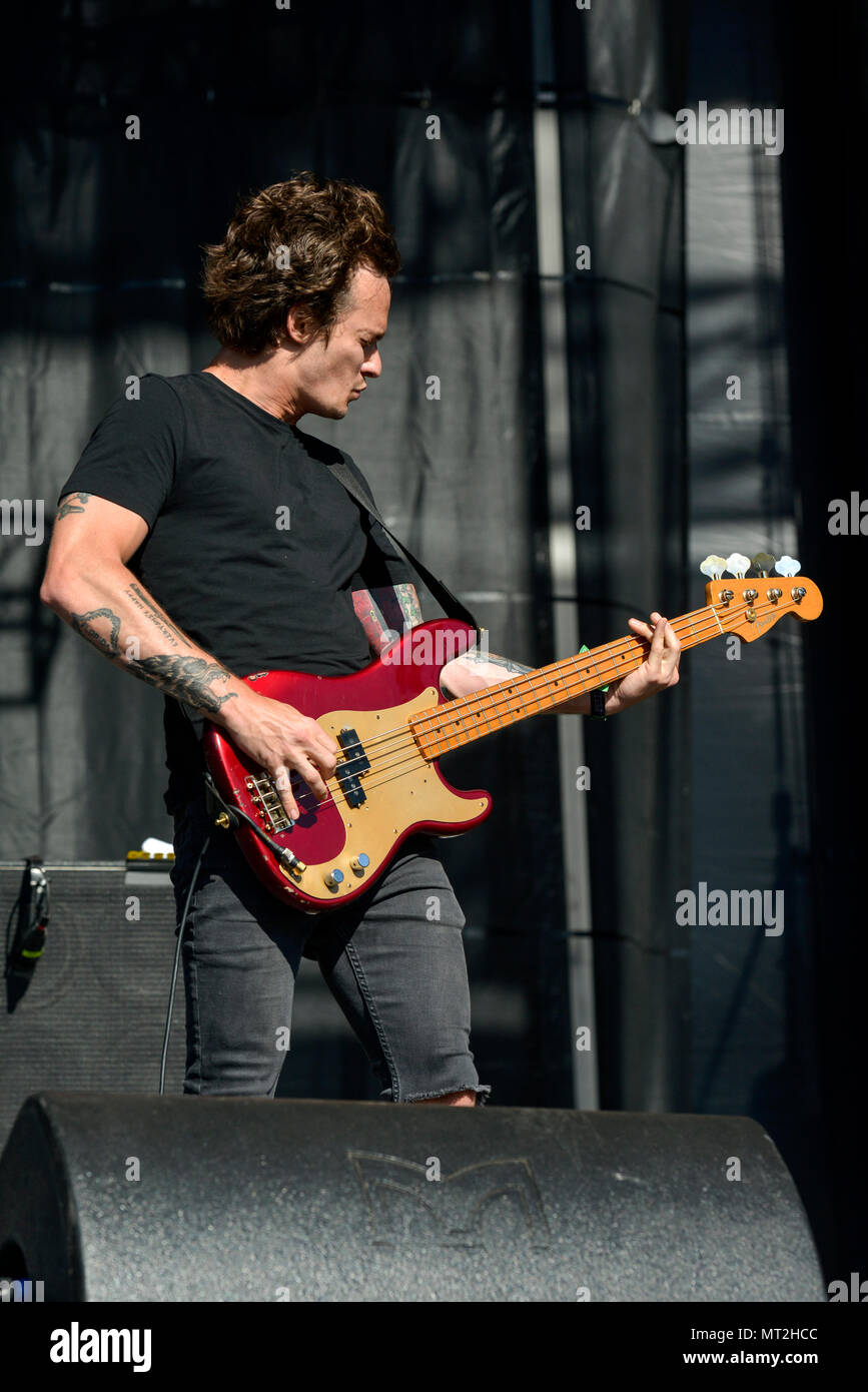 Napa, Californie, le 27 mai 2018, Manchester Orchesra sur la scène du Festival 2018 BottleRock à Napa, Californie Crédit : Ken Howard/Alamy Live News Banque D'Images