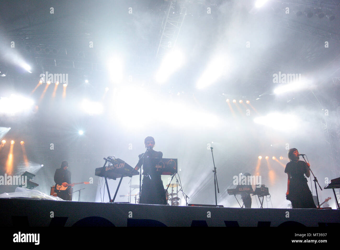 Ladytron effectuant à la sortie festival 2005, Novi Sad, Serbie-. Banque D'Images