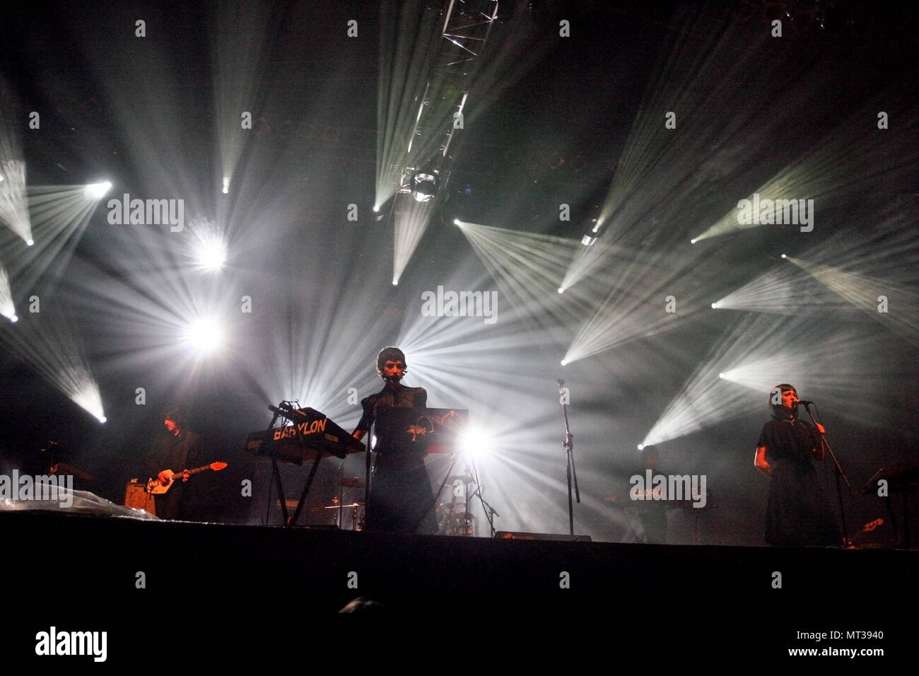 Ladytron effectuant à la sortie festival 2005, Novi Sad, Serbie-. Banque D'Images