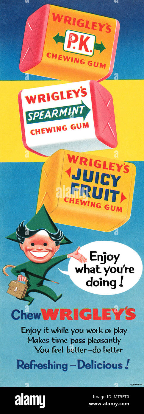 1954 La publicité pour des chewing-gums Wrigley's. Banque D'Images