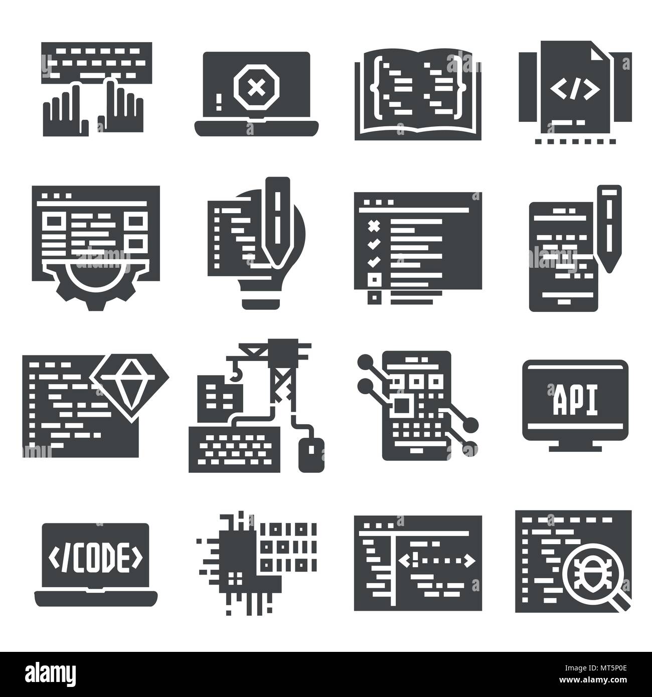 Vector black Code, programmation icon set sur fond blanc Illustration de Vecteur