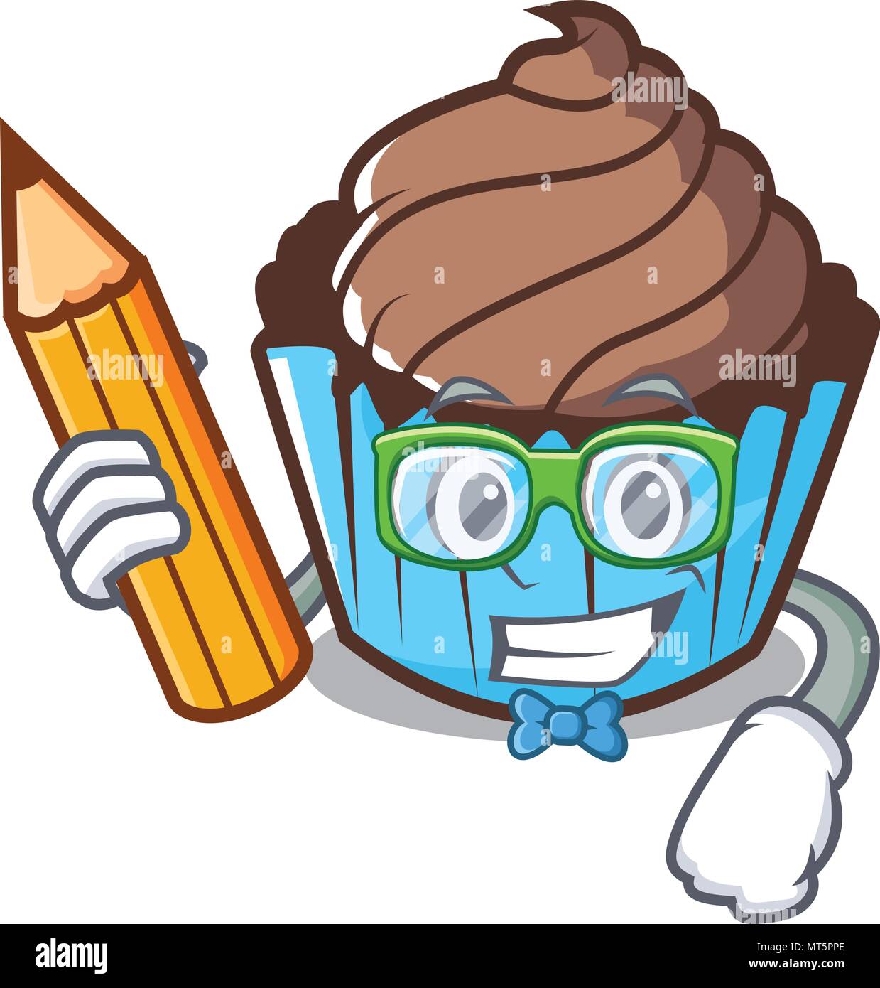 Caractère cupcake chocolat étudiant cartoon Illustration de Vecteur