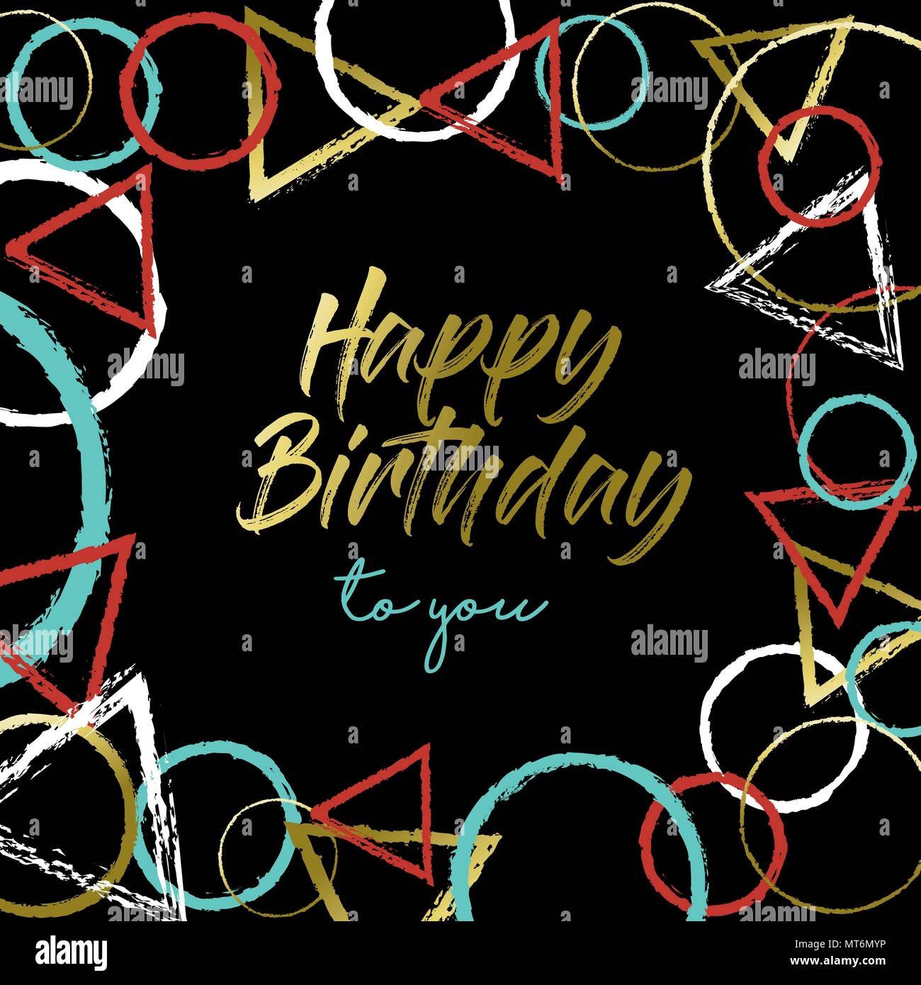 Joyeux Anniversaire Carte De Souhaits Avec Illustration Couleur Decoration Elegante Dans Un Style Dessine A La Main Et Typographie Citer Vecteur Eps10 Image Vectorielle Stock Alamy