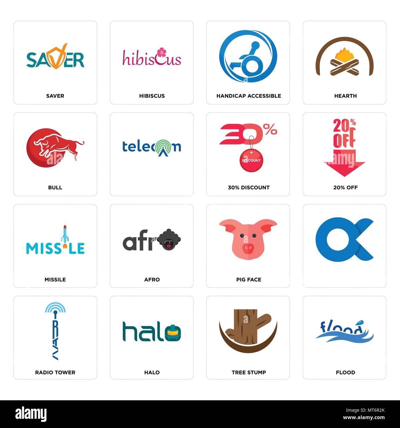 Ensemble de 16 icônes modifiable simple comme une inondation, souche d'arbre, halo, tour radio, , de veille, Bull, missile, 30 % de réduction peut être utilisé pour le mobile, l'interface utilisateur web Illustration de Vecteur