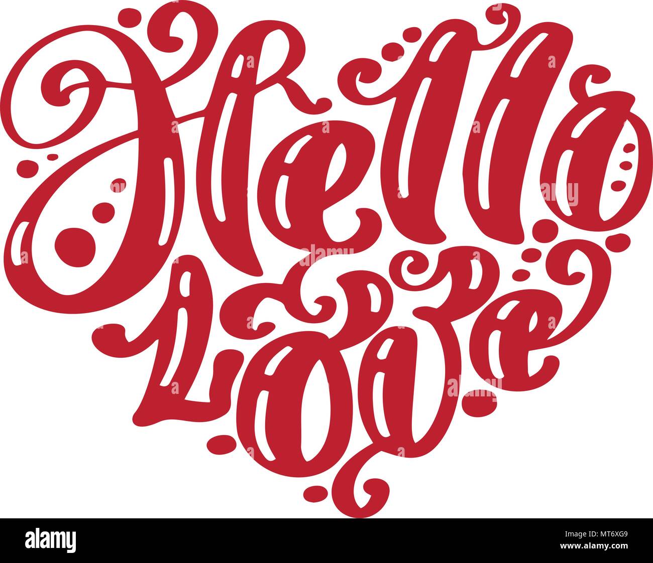 Bonjour l'amour. Je vous coeur. Valentines Day Greeting Card avec la calligraphie mariage. La conception des éléments dessinés à la main vintage. Lettrage brosse moderne manuscrite Illustration de Vecteur