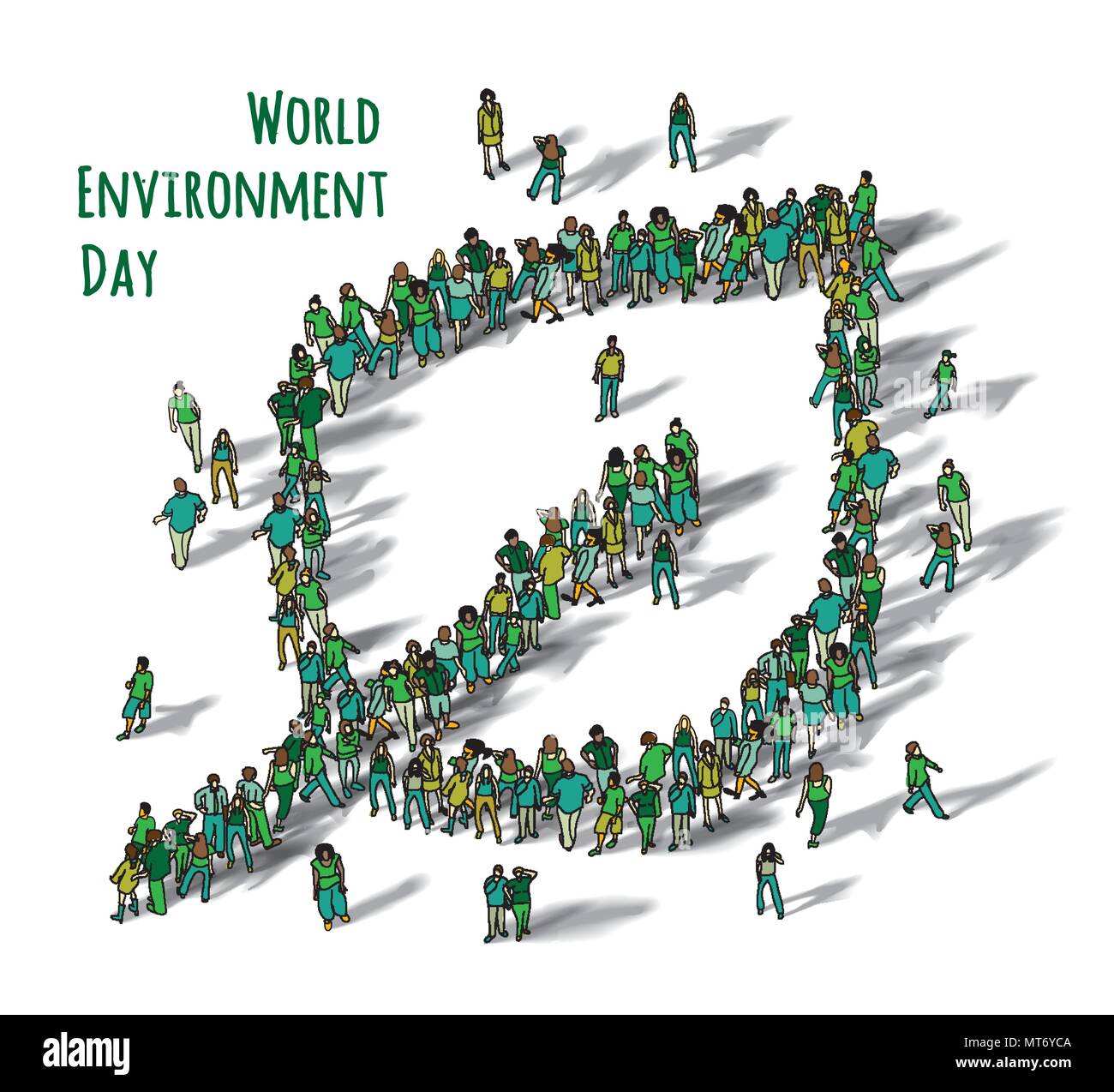 La journée mondiale de l'environnement isoler les gens feuille signe Illustration de Vecteur