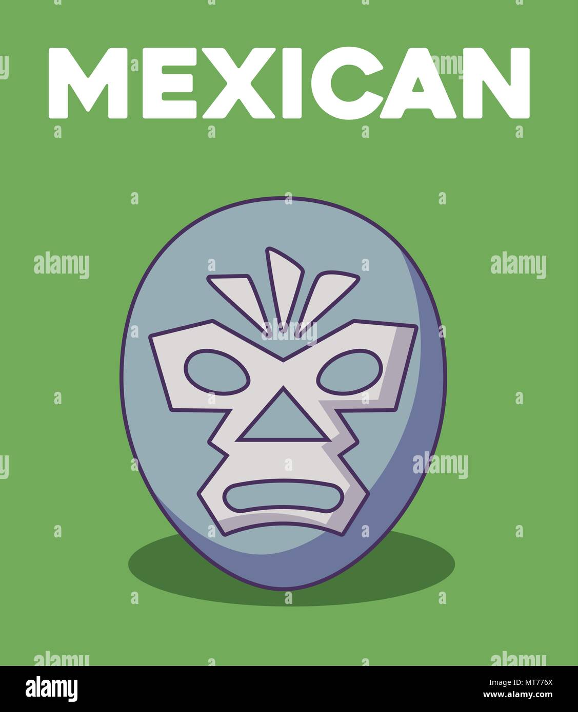 Masque de catcheur mexicain sur fond vert, design coloré. vector illustration Illustration de Vecteur